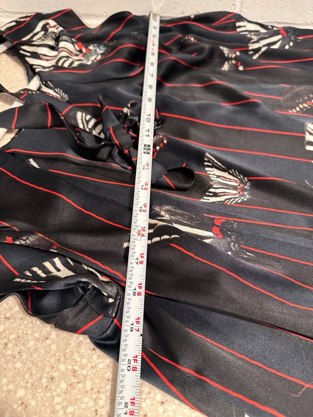 Vintage ERDEM Navy Black Red Stripes Peplum Top Butterflies 100%Silk US 6 EUC - Picture 14 of 16